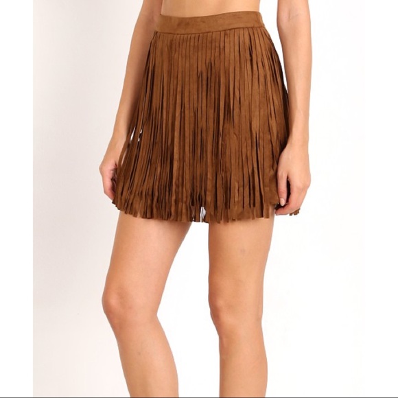 BB Dakota Dresses & Skirts - BB Dakota Barton Fringe Skirt in Brown